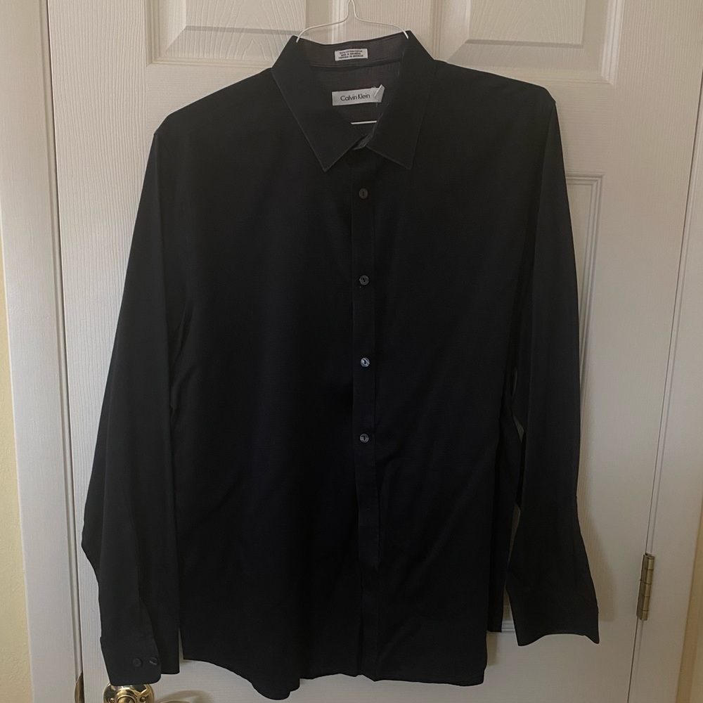 Black Calvin Klein Dress Shirt, Cotton L